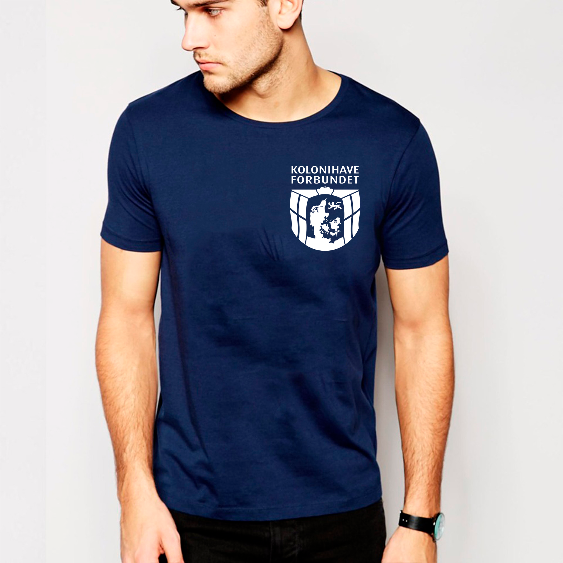 T-shirt,logo,kolonihaveforbundet,blå,hvid